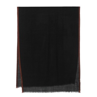 ALTEA sciarpa in maglia a coste di lana nero jet e marrone caffè