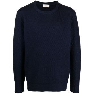 ALTEA maglione in lana vergine blu navy con girocollo