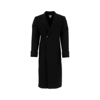 BOTTEGA VENETA Cappotto slim elegante nero in misto cotone