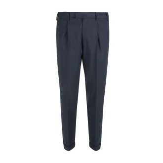 Pantalone modello Master di PT 01 col. avio in batavia di lana bistretch, una pince, tasche diagonali, risvolto al fondo 