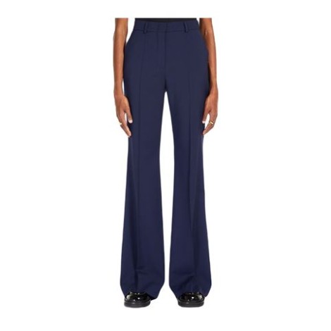 Pantalone HANGAR, di Sportmax, da donna, colore blu. Modello a zampa in tela di pura lana natural stretch dalla mano fluida. 