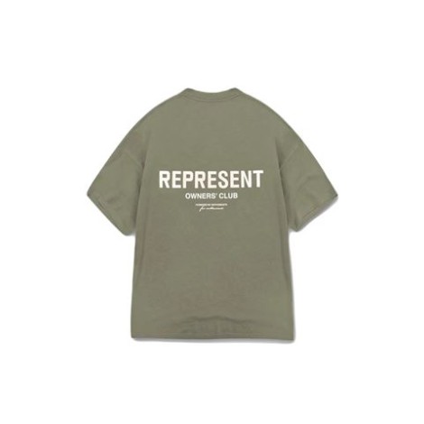T-shirt di Represent realizzata in jersey di cotone color verde oliva con stampa Represent Owners Club al petto e sul retro. Caratterizzata da scollatura a giro, maniche corte e fondo dritto. 
