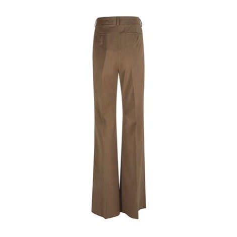 Pantalone HANGAR, di Sportmax, da donna, colore castagna. Modello a zampa in tela di pura lana natural stretch dalla mano fluida. 