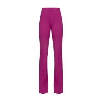 Pantalone HULKA, di Pinko, da donna, colore bordeaux. Modello a vita alta con fondo leggermente ampio. Chiusura con gancio e zip. Vestibilità slim. 