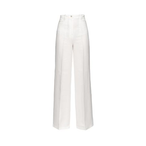 Pantalone PURITANO, di Pinko, da donna, colore bianco. Modello a gamba ampia, caratterizzato da tasche laterali e chiusura con zip e bottone. Passanti per cintura. Vestibilità regolare. 