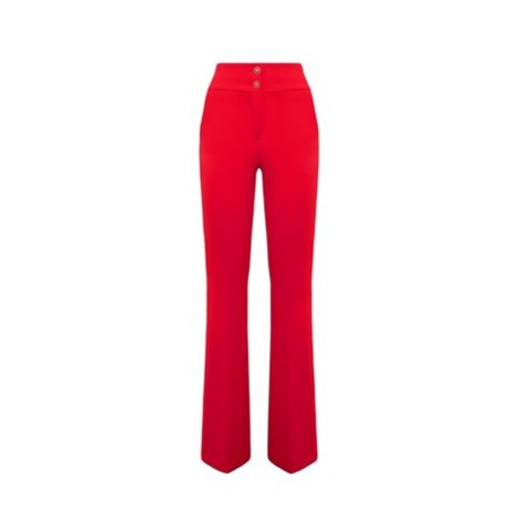 Pantalone di Blugirl, da donna, colore rosso. Modello vita alta con bottoni logo. Stretch. 