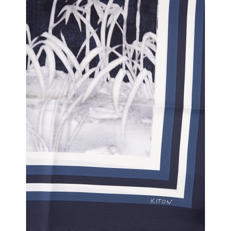 KITON Foulard In Seta Stampata Blu