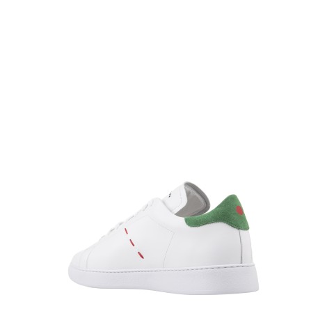 KITON Sneakers In Pelle Bianca Con Dettagli Verdi