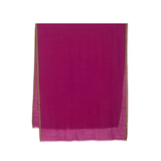ALTEA sciarpa con bordo a contrasto in lana viola scuro e verde oliva