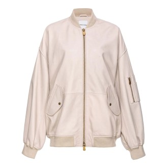 Pinko `Monterosi` Leather Bomber Jacket
