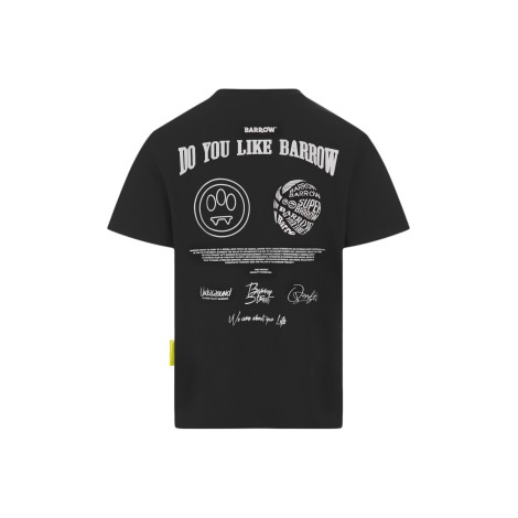 BARROW T-Shirt Nera Con Stampa Fronte e Retro