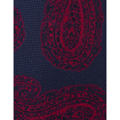 KITON Cravatta Blu Scuro Con Disegno Cashmere Rosso