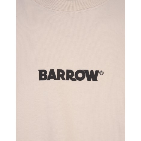 BARROW T-Shirt Tortora Con Stampa Logo Fronte e Retro
