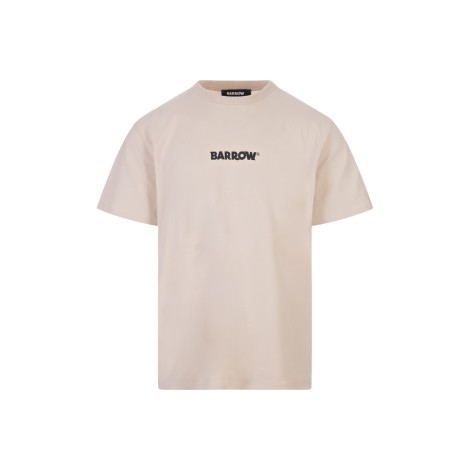 BARROW T-Shirt Tortora Con Stampa Logo Fronte e Retro