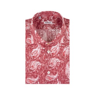 Camicia Classica Rossa Con Stampa Cashmere
