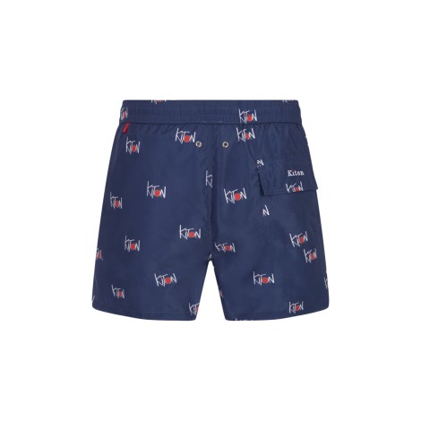 Shorts Da Mare Blu Navy Con Logo All-Over