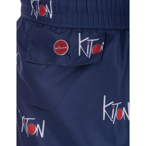 Shorts Da Mare Blu Navy Con Logo All-Over