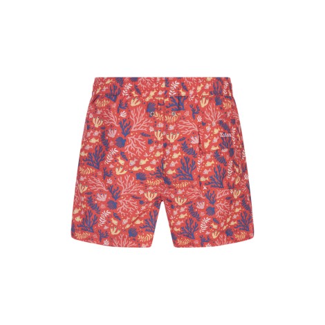 Shorts Da Mare Rossi Con Pattern Pesci e Coralli