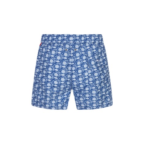 Shorts Da Mare Blu Con Pattern Pesci