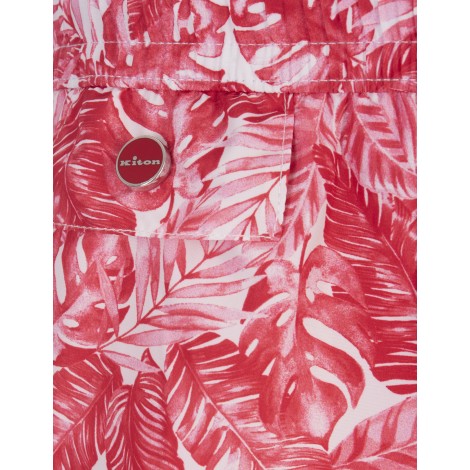 Shorts Da Mare Bianchi Con Stampa Foliage Rosa