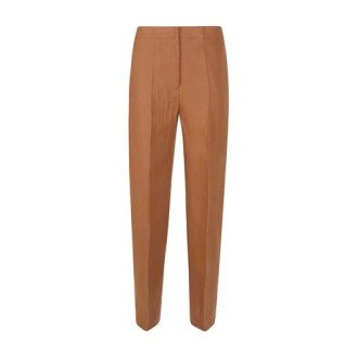 Pantalone di Eleventy, da donna, colore terracotta. Modello a vita alta, chiusura con gancio e zip. 