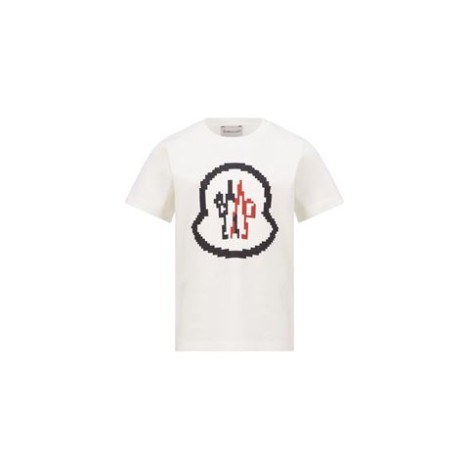 T-shirt girocollo manica corta in jersey elasticizzato con logo stampaato effetto pixel     