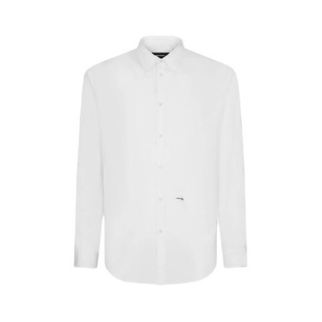 Camicia di popeline stretch con lettering ricamato su lato anteriore sinistro, vestibilità relaxed , colletto italiano .     