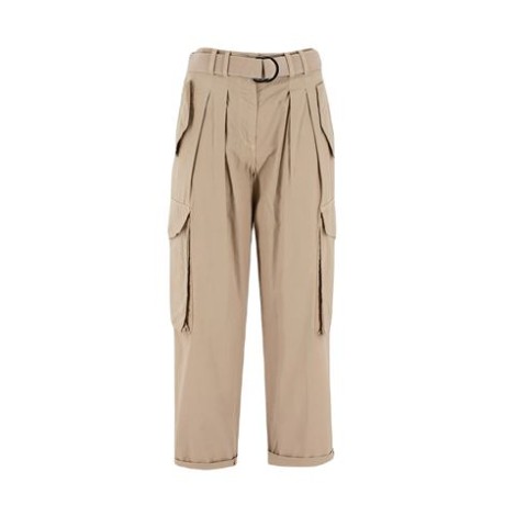 Pantalone di Ermanno Firenze, da uomo, colore beige. Modello cargo con tasconi e cintura in coordinato alla vita. 