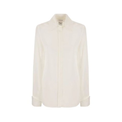 Camicia LEILA, di Sportmax, da donna, colore bianco. Chiusura anteriore con bottoni nascosti. Polsini con risvolto. 