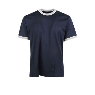 T-shirt di Eleventy, da uomo, colore blu. Modello girocollo e maniche corte con profili bordi a contrasto. 