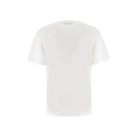 T-shirt di Ermanno Firenze, da donna, colore bianco. Modello girocollo e maniche corte. Ricamo a contrasto frontale. 