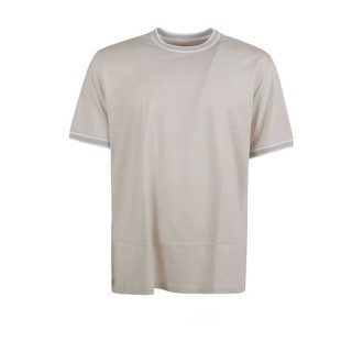 T-shirt di Eleventy, da uomo, colore sabbia. Modello girocollo e maniche corte con profili bordi a contrasto. 
