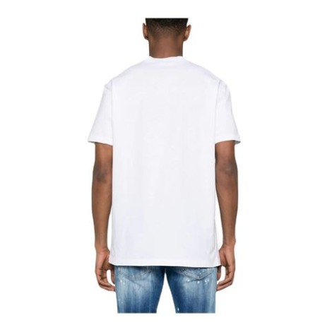 T-shirt in jersey di cotone con stampa bianco/blu/rosso , girocollo, maniche cortestampa con logo sul petto, orlo dritto.  