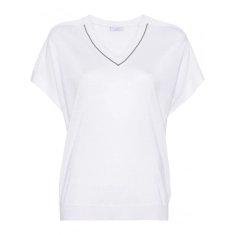 Brunello Cucinelli Short Sleeve V-Neck Sweater