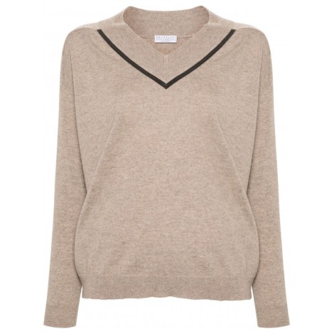 Brunello Cucinelli Long Sleeve V-Neck Sweater