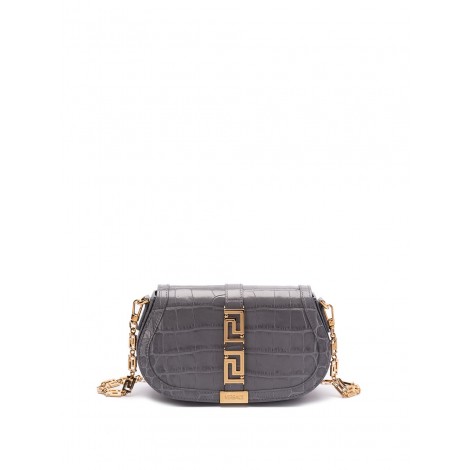 Versace `Croc-Effect Greca Goddess` Shoulder Bag
