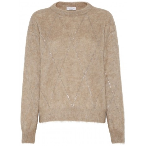 Brunello Cucinelli Sweater With Dazzling Argyle Embroidery
