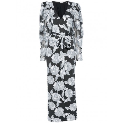 Rotate Flower Mesh Wrap Dress