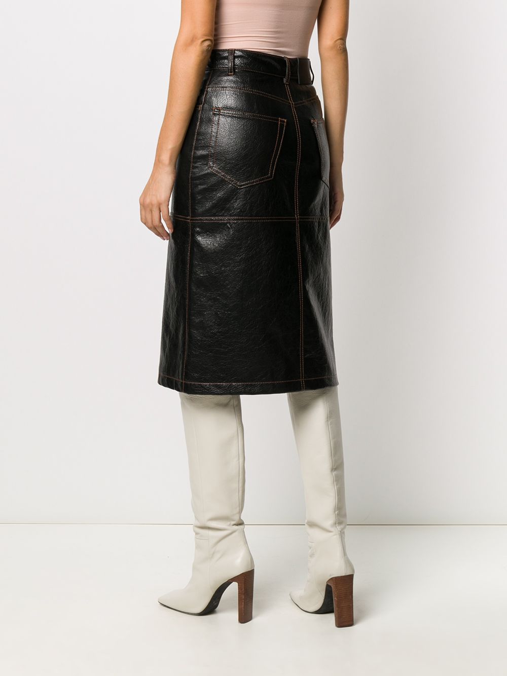 Black leather skirt with belt holes Clearance