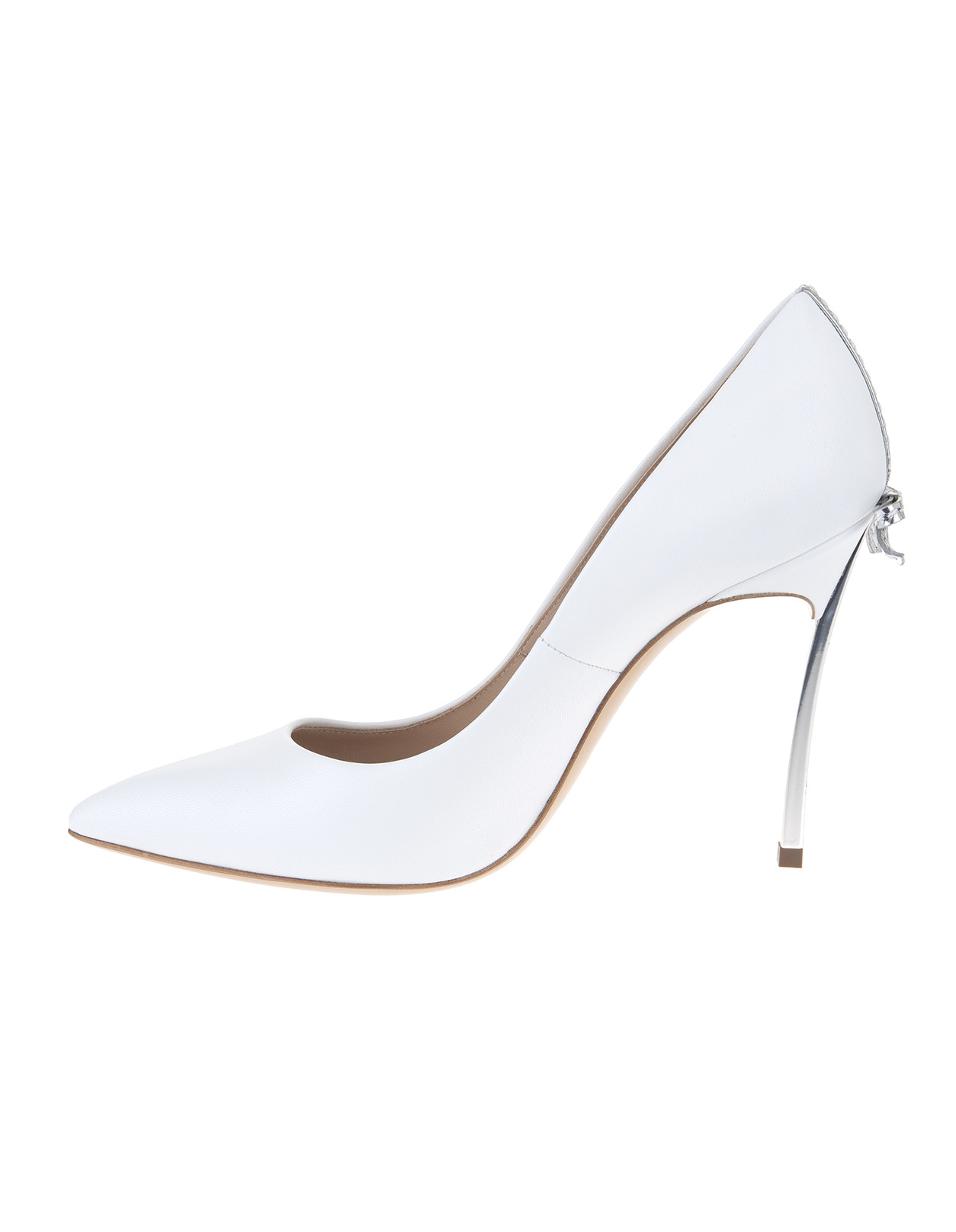 white and silver pumps