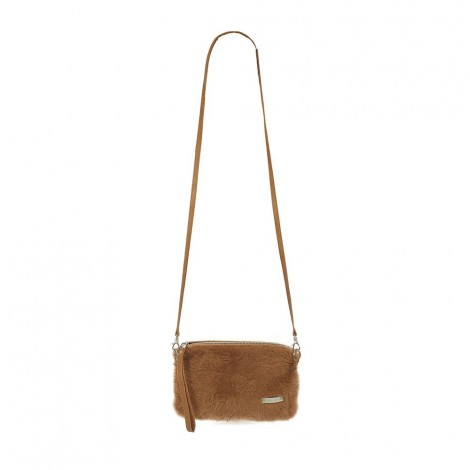 Shoulder Strap In Camel-colored Shearling