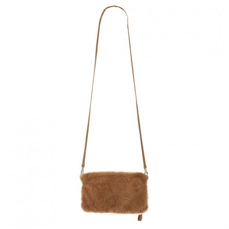 Shoulder Strap In Camel-colored Shearling