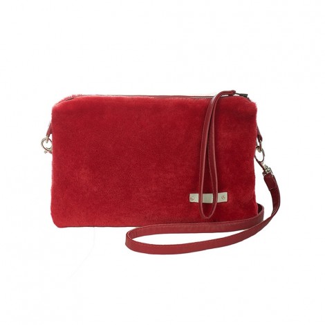 Shoulder Strap In Red Shearling