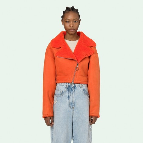 orange shearling jacket
