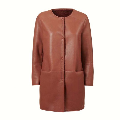 Clean Line Reversible Coat, Terracotta Colored