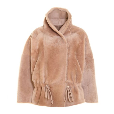 Mini-parka In Shearling, Pale Pink