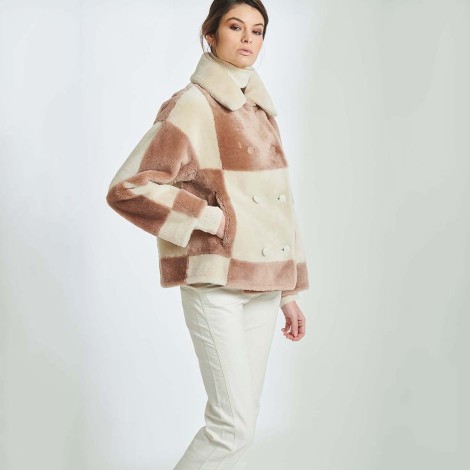 Reversible Pea Jacket, Made In Shearling, Two-tone