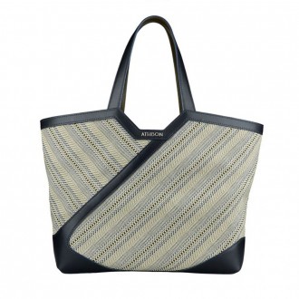 Andolla Shopping Bag In Woven Cotton And Leather