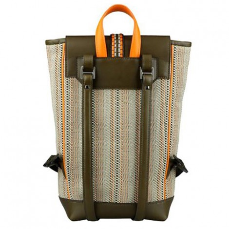 Scheggia Backpack In Woven Cotton And Leather