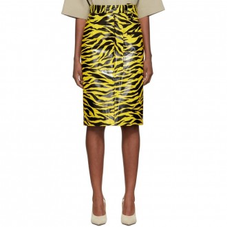 Yellow & Black Tiger Print Pencil Skirt